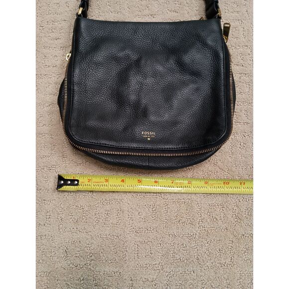 Fossil Purse Black Leather Crossbody Pebble Preston Expandable - Picture 7 of 9